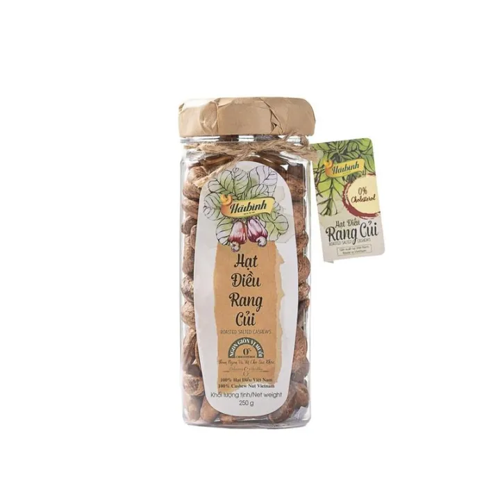 Hạt điều rang củi Hải Bình Gia Lai 250Gr - Hũ - Ăn Vặt