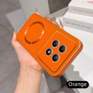 Simple For Redmi Note 15 14 Pro Plus + 4G 5G Poco M8 Pro X7 Magnetic Back Cover Soft Leather Veneered Phone Silicone Casing