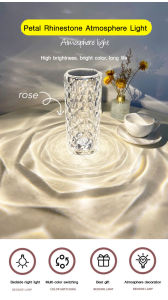 Geegobuy Romantic Rose Crystal Diamond Table Lamp Petal Rhinestone Atmosphere Light