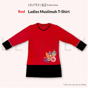 [Lelitex] Ladies Muslimah Oversized Plus Size Long Sleeve Shirts with Printing and A-shape Waist Size XS-3XL