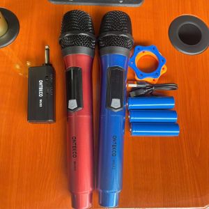 bộ micro karaoke chính hãng ontekco mu02 cao cấp kết nối không dây chống hú hút âm tốt pin sạc - bh 12 tháng