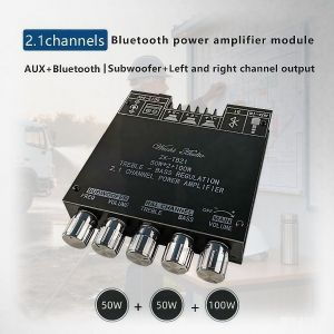 ZK-TB212.1 Channel Bluetooth Digital Amplifier – 160W*2 + 220W Subwoofer TDA7498E for Portable Audio Power