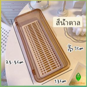 ฝาครอบพกพา กล่องเก็บของแบบใส ที่เก็บเครื่องเขียนนักเรียน ที่เก็บตะเกียบและช้อน Storage Box