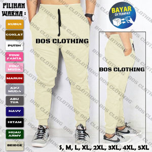 Super Jumbo Celana Panjang Joger Katun Babby Terry Tebal (2XL 3XL 4XL 5XL)/ Celana Training Rib / Celana Olah Raga Pria Wanita (Ukuran Standar dan Jumbo)