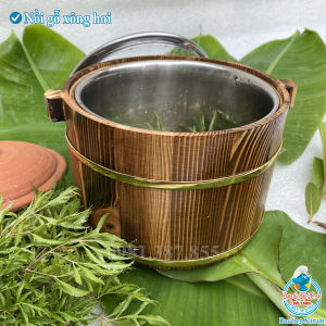 Nồi Gỗ Nắp KÍnh Nồi Gô Hấp Đá Xông Hơ Được Thiết Kế Dầy Dặnm TInh Tế Có Các Size 20 22cm