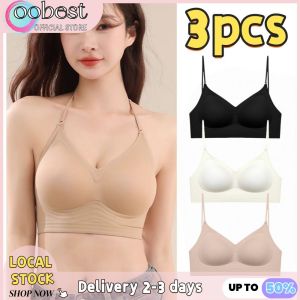 oobest 【Delivery 2-3 days】3pcs Seamless Bras Womens Thin Strap Bra Push-Up for Small Bust Nude Invisible Seamless One-Piece Lightly Padded Bra Non-Slip No Show Underwear Fast Shipping Manila