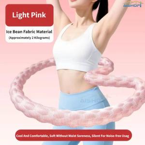 [SG Seller]Ladies Waist Slimming Weighted Hula Hoop 5 Pounds Ice Silk Breathable Cooling Massage Bead Workout Hoop