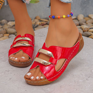 [Free Shipping] WomenS Open-Toe Sequined Wedge-Heeled Platform Sandals Perfect For Summer Outings Beach Trips And Versatile Fashion