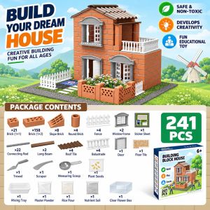 DIY Brick House Building Set Toy Cement Building Walls with Realistic Masonry Builder Toy for Kids