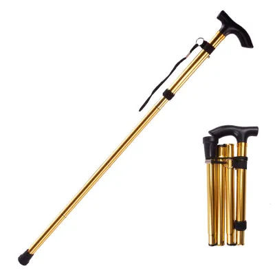 Tongkat Lipat/Bantu Jalan 1 Kaki/Tongkat Portabel/Bahan Stainless/Tongkat Berjalan Hiking Trekking Trekking Poles Trail Ultralight 4 Bagian Tongkat