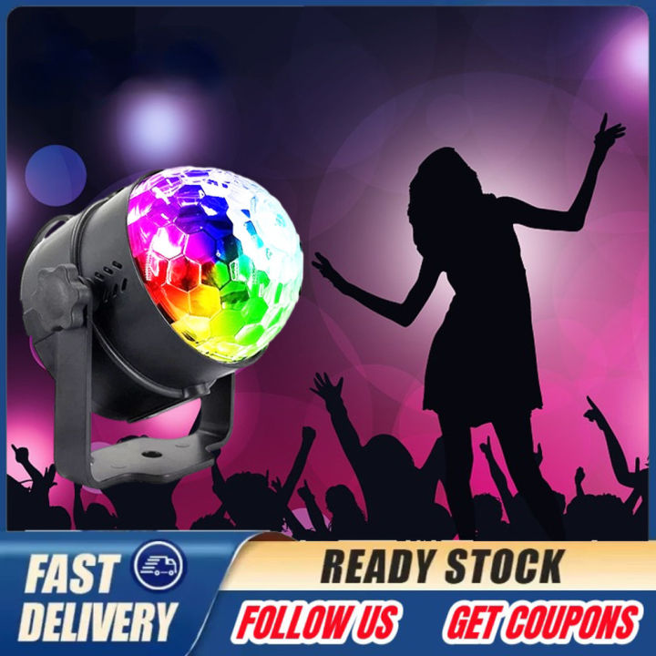 【Free Shipping】Mini Remote RGB LED Crystal Magic Rotating Ball Stage Lights Sound Activated Disco Light Music Christmas KTV Party EU