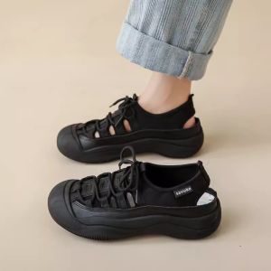 Summer Thick Sole Hollow White Shoes WomenS Roman Sandals Comfortable Thick Sole Hollow Out Canvas Shoes