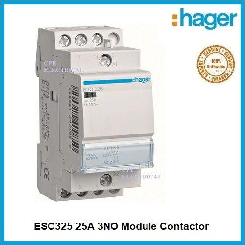 Hager Contacteur ESC425 25A 4P 230V – 4 Contacts NO, Fiable Pour Installations Électriques Résidentielles Et Industrielles