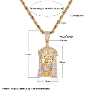 Faith Jesus Pendant Necklace For Men/Women Catholic Religious Christian Jewelry 18K Gold-Plated Father’S Day Gifts From Daughter Son Wife Birthday Gifts For Dad Father Daddy Present