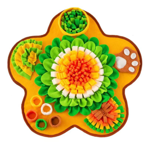 เสื่อสำหรับการดมกลิ่นเครื่องให้อาหารแบบช้าสุนัขโต้ตอบเสื่อปริศนาดอกไม้สำหรับการฝึกทักษะการหาอาหารตามธรรมชาติและการกระตุ้นทางจิตใจ