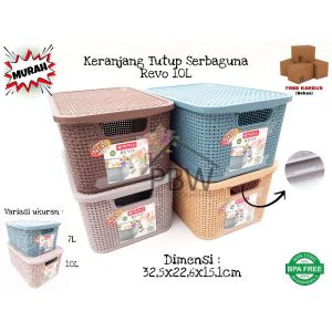 Tempat Penyimpanan Motif Rotan Revo 7Lt 10Lt / Keranjang Serbaguna / Storage Box