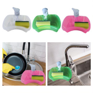 Soap Dispenser and Scrubber Holder with Sponge Manual Dishwashing Liquid Soap Pump Dispenser Kitchenware Cleaning Tools