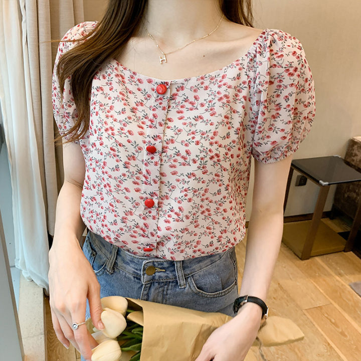 Summer New Fashion Short Sleeve Chiffon Blouse