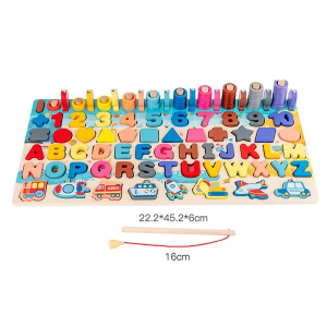 7 ใน 1 ไม้กระดานพัฒนาปริศนาจำนวนตกปลารูปร่างความรู้ความเข้าใจตัวอักษรเรียนรู้กิจกรรมหลายอย่างในหนึ่งของเล่นกิจกรรม