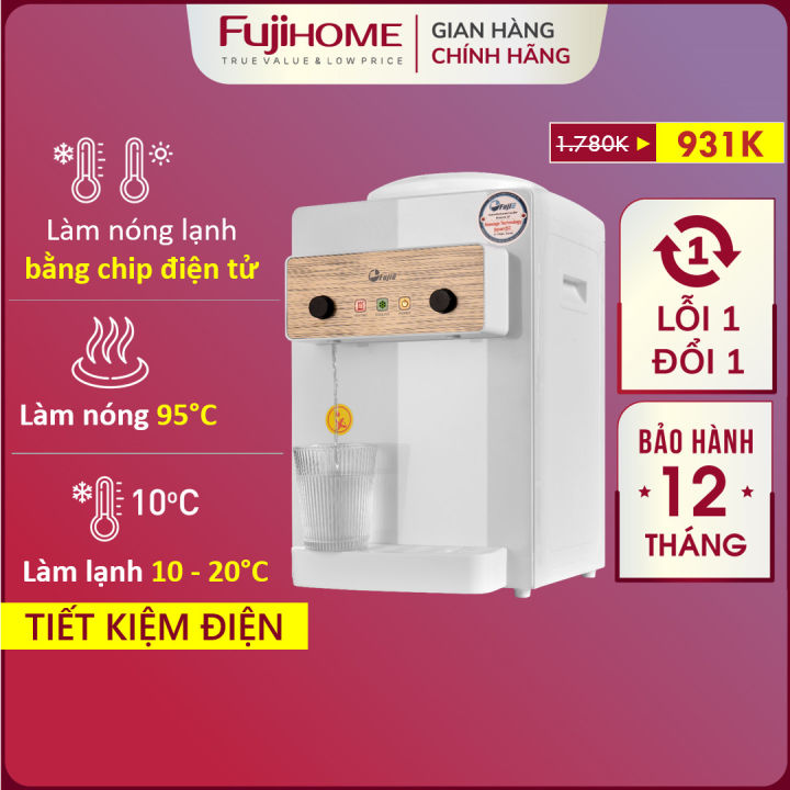 Cây nước để bàn nóng lạnh mini Fujihome WD01E-W Nhập khẩu , máy lọc bình lọc nước nóng lạnh uống tiết kiệm điện