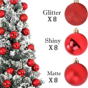 24PCS Christmas Tree Baubles Set – Shatterproof Hanging Balls Ornaments 3/4/6cm Holiday Decoration Gift