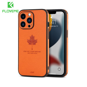 FLOVEME Leather Texture Phone Case For iPhone 13 12 11 Pro Max 13 12 Mini X XR XS 7 8 Plus Lens Protection Support Wireless Charging Shockproof Back Cover