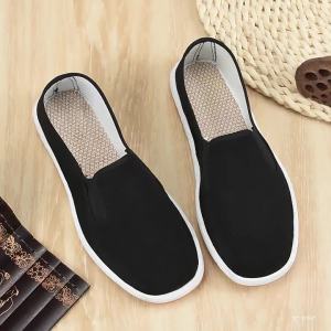 MenS Fabric Shoes With Non-Slip Rubber Soles Summer Slip-On Casual Breathable Shoes For Work And Driving
