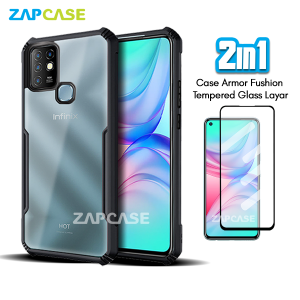Casing Infinix Hot 10 Armor Fushion Case Free Tempered Glass