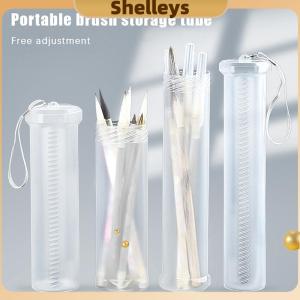 [Shelleys] 1pc Cylinder Shape Student Supplies Pencil Case Pen Holder PP Portable Adjustable Pen Organizer Transparent