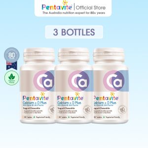 Pentavite Calcium+D Plus Yogurt Chewable Canxi Sữa Chua 5in1 Taurine Dưỡng Chất Thiết Yếu Viên Nhai Canxi Vitamin D