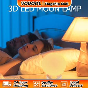 【Fast delivery】 3D LED Moon Light Gift USB Night Moonlight Touch Sensor Three Colors Changing Simulate Craters Rocks for Bedroom Decor