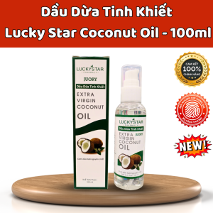 Dầu dừa tinh khiết Lucky Star Extra Virgin Coconut Oil 100ml Giúp Tóc Suông Mượt Da Mịn Màng.