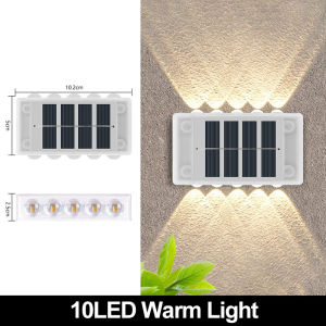 10LED Super Bright Solar Wall Light Automatic On/Off Outdoor Waterproof Garden Decor Wall Lamp Up And Down Luminous Lighting