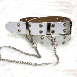 Happy Mall COD Womens Fashion Personality Punk Rock Hip Hop Style Double Strap Chain Leather Belt