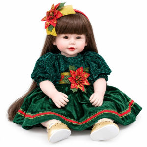 Búp Bê Thân Gòn 50 cm 20 inch Môi Cong Mắt Tít Tóc Dài Váy Giáng Sinh Cao Cấp NPK Reborn Vinyl Doll PVN10220
