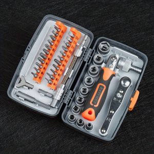 38-in-1 Ratcheting Screwdriver Set Socket Magnetic Screwdriver Bit Set With Rotatable Ratchet Handle For Cell Phones Laptops Bicycles And More