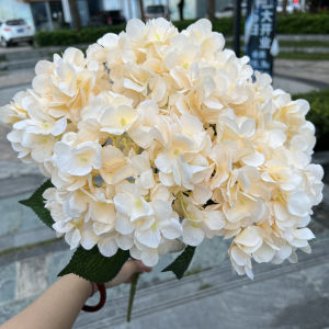 BESTOUR 5 Heads Artificial Hydrangea Flower Silk Large Size Bridal Hydrangea Bouquet DIY Floral Decor for Home Party Wedding