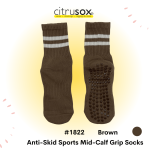 CITRUSOX Sports Yoga Pilates Dance Physio Cushioned Mid-Calf Grip Socks (22-25cm fits EU36-40) #1822