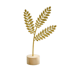 MIRELAE Wood Base Ginkgo Leaf Ornament Gold Green Hollow Out Leaves Desktop Handicrafts Artistic Iron Art Tabletop Decoration Home Decoration