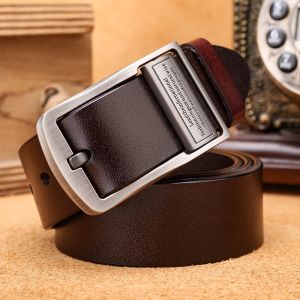 Sabuk kulit sapi asli sapi 2 lapisan korea fashion Gaya kancing pin klasik original importIkat Pinggang pria belt BGS-056