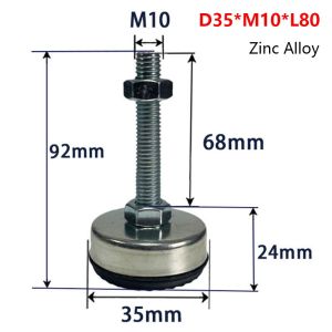 QINJUE 1Pcs 304 Stainless Steel Furniture Leveling Foot Rubber Seat M8 M10 M12 M14 Adjustable Leveling Foot Durable Anti Slip Rubber Damping Pad for Machine Tool Stability
