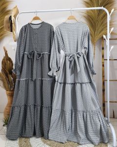 Gamis Jumbo MOTIF KOTAK Printing Corak / Gamis Jumbo Terbaru Lengan Karet Ada Tali Pinggang Ld 110-120