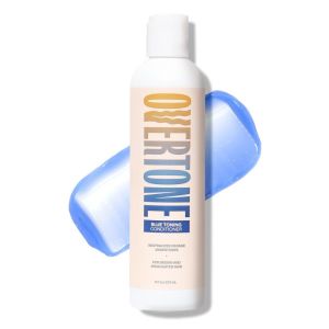oVertone Haircare Blue Toning Conditioner - Neutralizes Brassiness for Blonde to Light Brown Hair - Deeply Hydrating Formula with Shea Butter & Coconut Oil - Vegan Cruelty-Free Paraben-Free - 8 oz