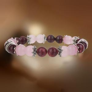 MillionGrid Natural Stones 8mm Rondelle Smooth Beaded Bracelets For Men Women Healing Stretch Bangle Gift