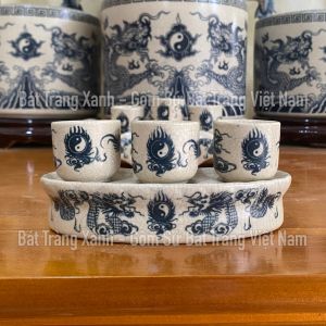 Bộ Kỷ Chén Nước Chén Thờ Cúng Bát Tràng Men Rạn Cao Cấp - Họa tiết Rồng Bộ ly nước cúng