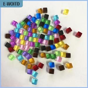 【E-WOITD】 50Pcs Set 8mm Clear Cube Colorful Crystal Square Corner Transparent Dice Chess
