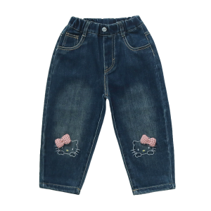 Christmas Gift Halloween Kawai Hello Kitty Girls Bow Jeans Sanrio Spring Autumn New Fashion Cartoon Childrens Sweet Soft Casual Pants Christmas Gifts