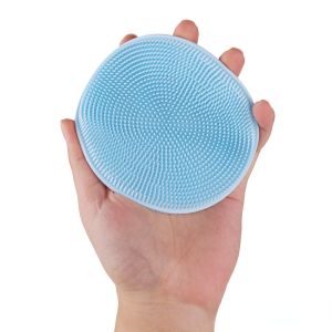 Silicone Body Scrubber Soft Bristles Skin Exfoliator Scrub Bath Brush Shower Massage Tool Anti Slip Body Wash Cleaning Brushes with Finger Holder Bathroom Supply