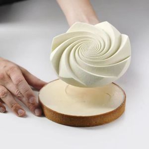 Spiral Texture Silicone Cake Mold Stainless Steel Round Decorative Mousse Mould Tart Ring