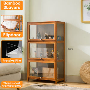 【On Hand】Bamboo Display Cabinet Acrylic 4/5Layers Wooden Storage Cabinet Figure Storage Cabinet
